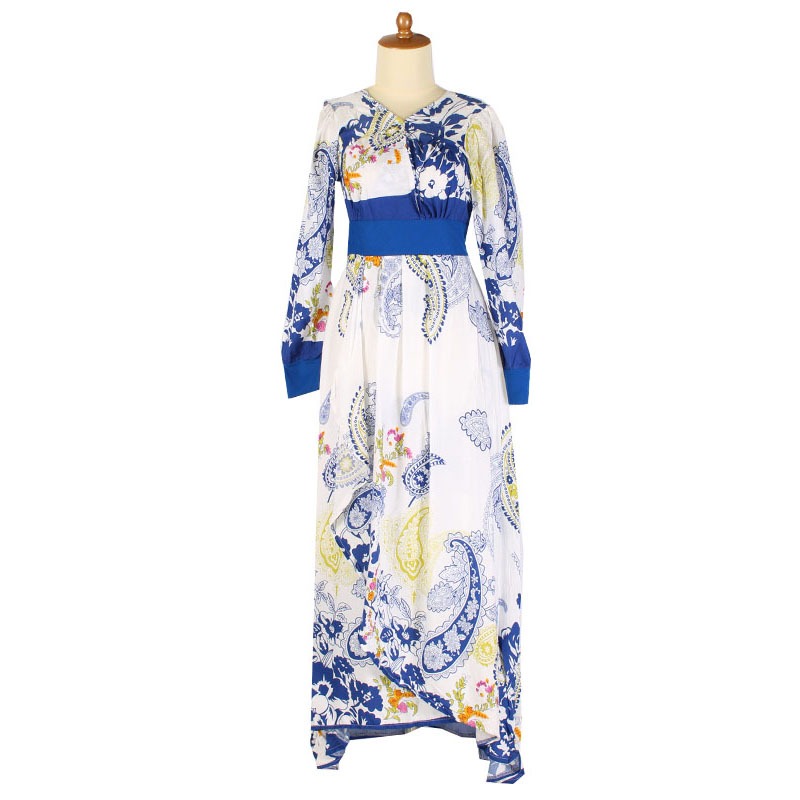 Iyesh 0142 Busana Baju Pakaian Fashion Muslim Wanita Maxi Kezia Gamis Dress Lengan Panjang Katun Bat