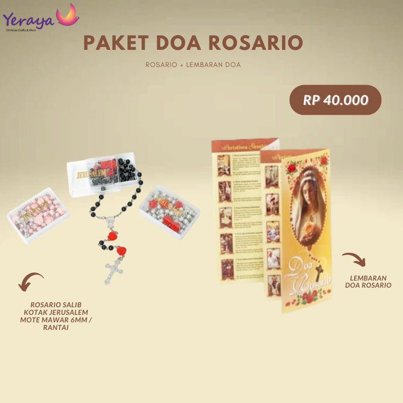 Doa Rosario Perlengkapan Paket Doa Rosario Perlengkapan Doa Katolik Kalung Salib + Lembaran Doa Rosa
