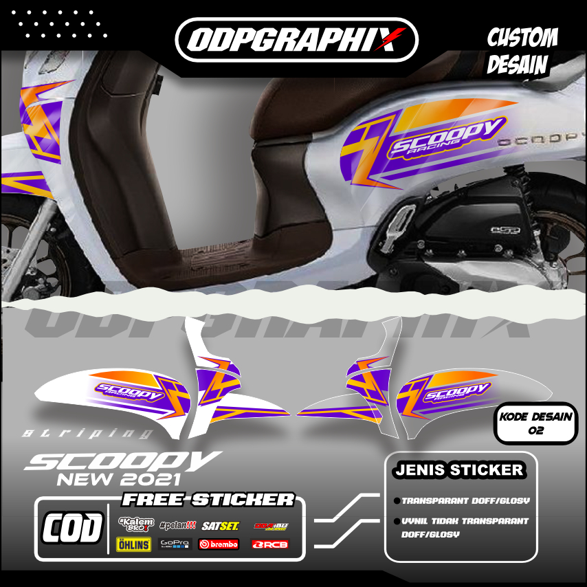 STIKER STRIPING TRANSPARAN HONDA SCOOPY NEW 2021 FACELIFT LIS STICKER UV SEMI FULL VARIASI DESAIN RA