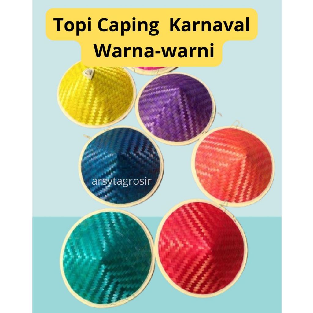 Caping bambu warna-warni - Topi caping warna untuk pentas seni,karnaval