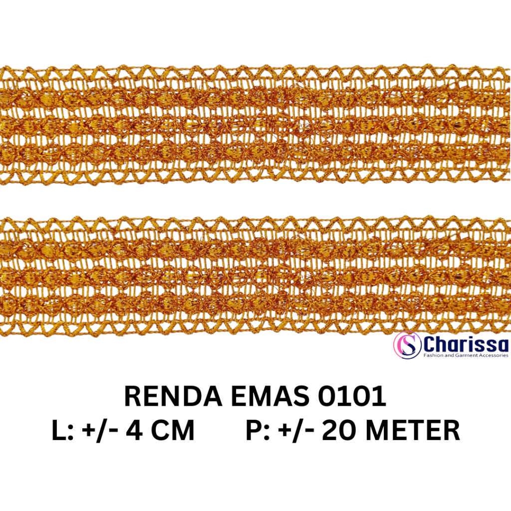 [ROL] Renda emas 0101 / renda mas 4 cm (isi 20 meter) / renda lebar / renda besar