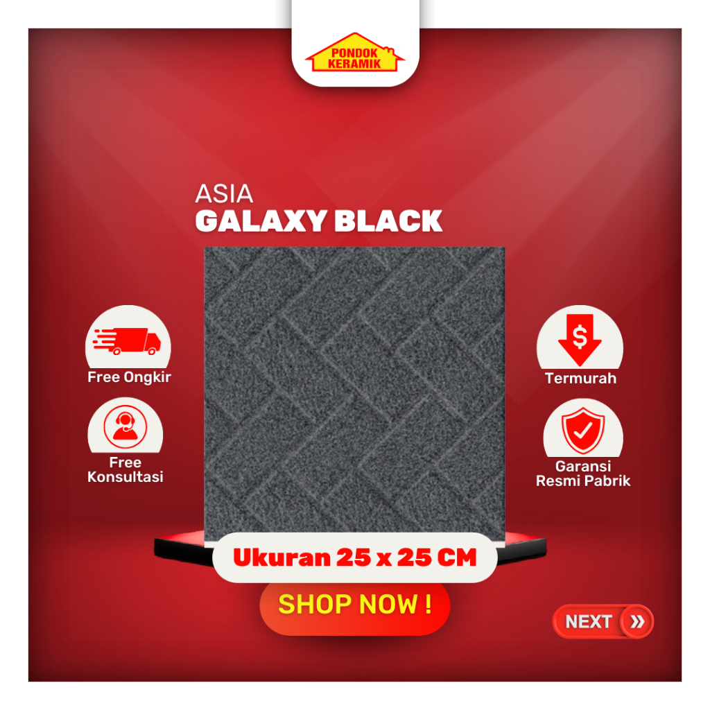 Keramik Lantai Kamar Mandi Asia 25x25 Galaxy Black