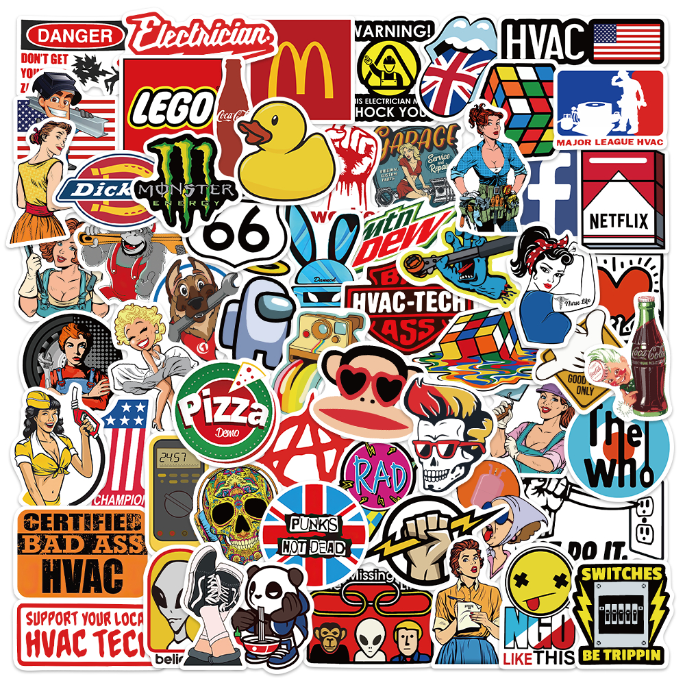 

50pcs Merek mode Eropa dan Amerika Sticker Laptop Helmet Skateboard and Phone - Water-Resistant and Airtight Decorative Stickers