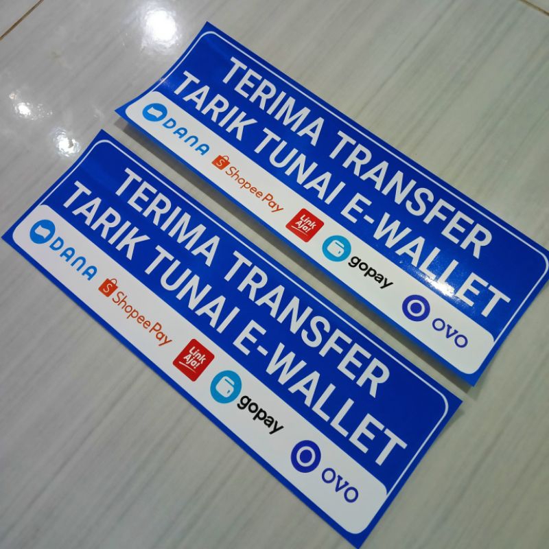 

sticker etalase konter "TERIMA TARIK TUNAI EWALET" Bahan vinyl sudah di laminasi dingin