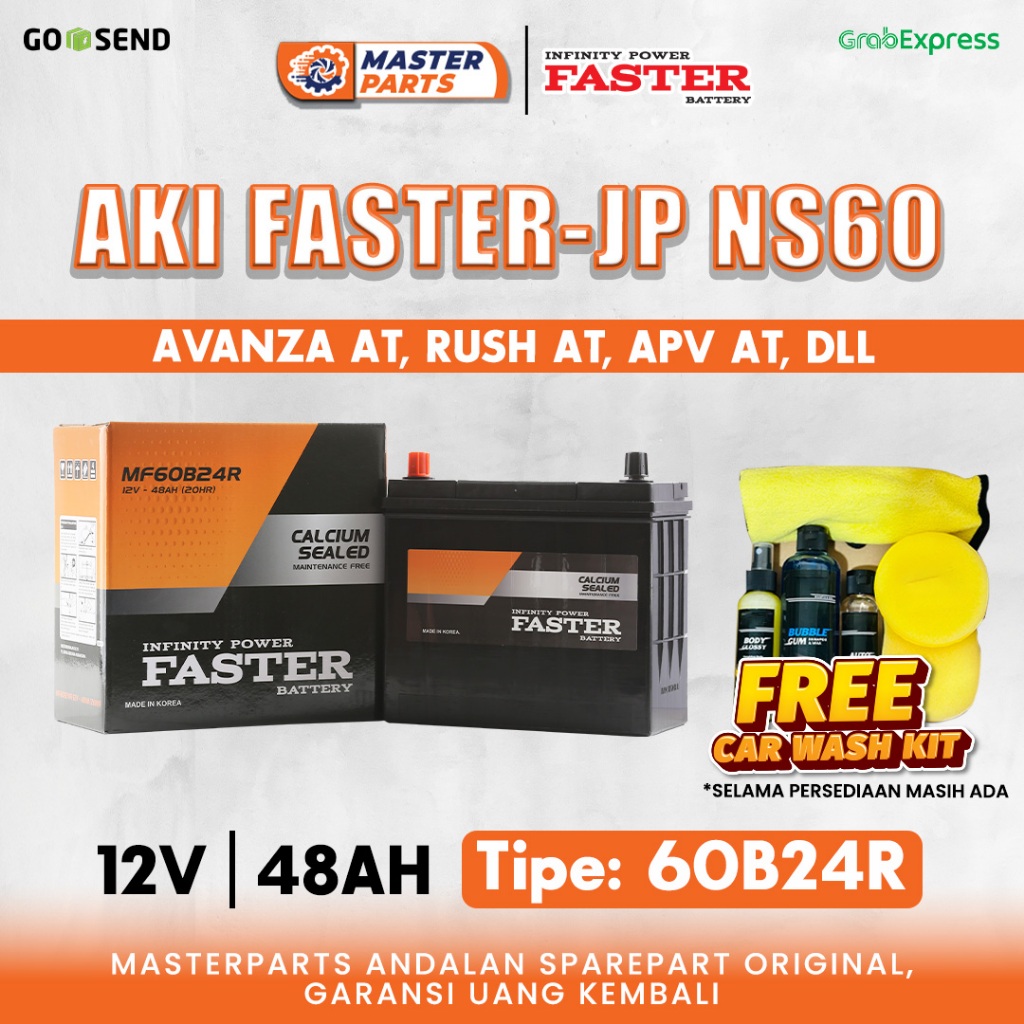 Aki Mobil Faster MF NS60 12V 48Ah untuk Toyota Avanza AT, Rush AT