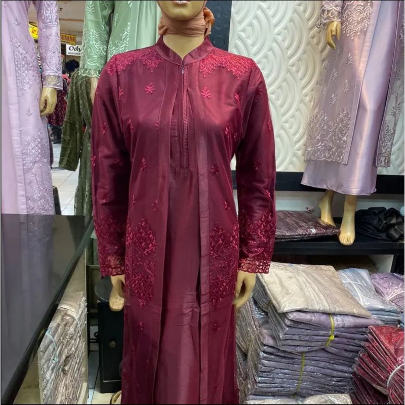 (REAL PIC) GAMIS SATIN CRISTAL PREMIUM MIX BROKAT TILE PREMIUM // DRESS WANITA MUSLIMAH TERBARU KEKI