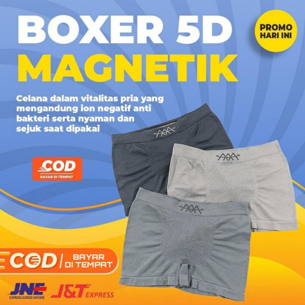 Celana Dalam Pria Boxer 5D Magnetik – Karet Lentur dan Nyaman Dipakai