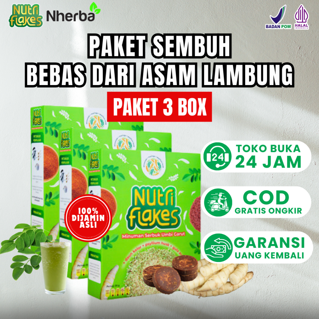 

Paket 3 Box Nutriflakes - Bebas Dari Gangguan Pencernaan, Asam Lambung, Dan Maag Kronis