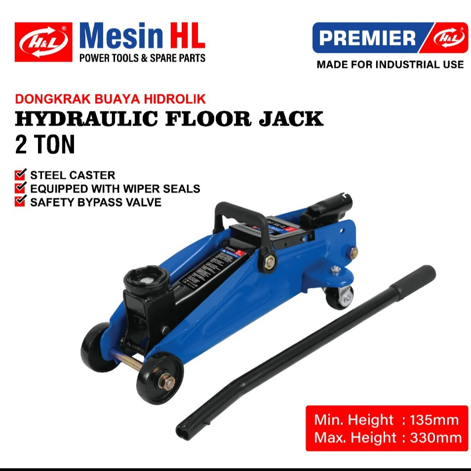 Dongkrak Buaya 2 Ton Hidrolik / Hydraulic Floor Jack 2T H&L