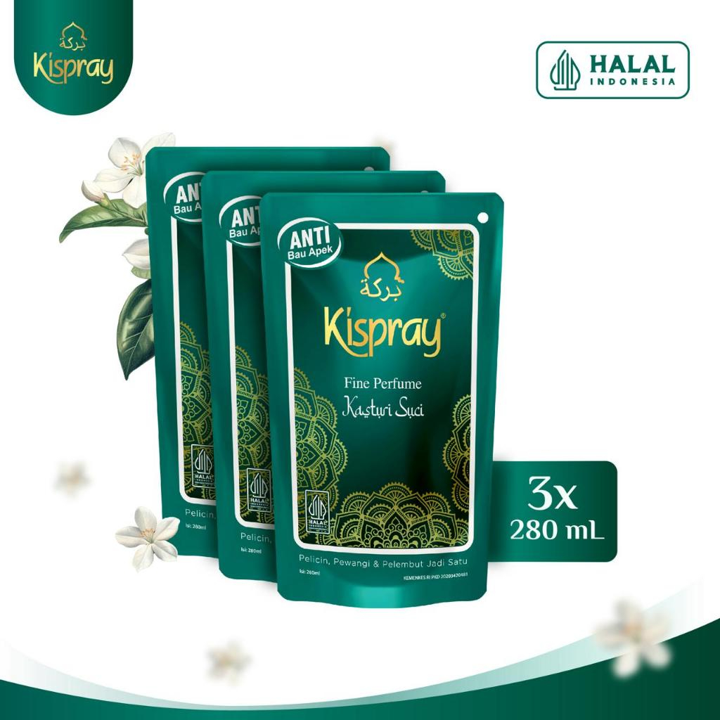 Kispray Kasturi - Refill Pouch - 280 mL - isi 3 Free 1 Botol Kosong dan isi 6 Free 2 Botol Kosong