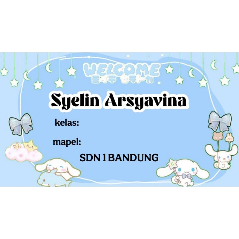 

(ISI 50 PCS) SUDAH ADA LEM STICKER LABEL BUKU SEKOLAH CUSTOM NAMA & FOTO MOTIF CINAMOROL