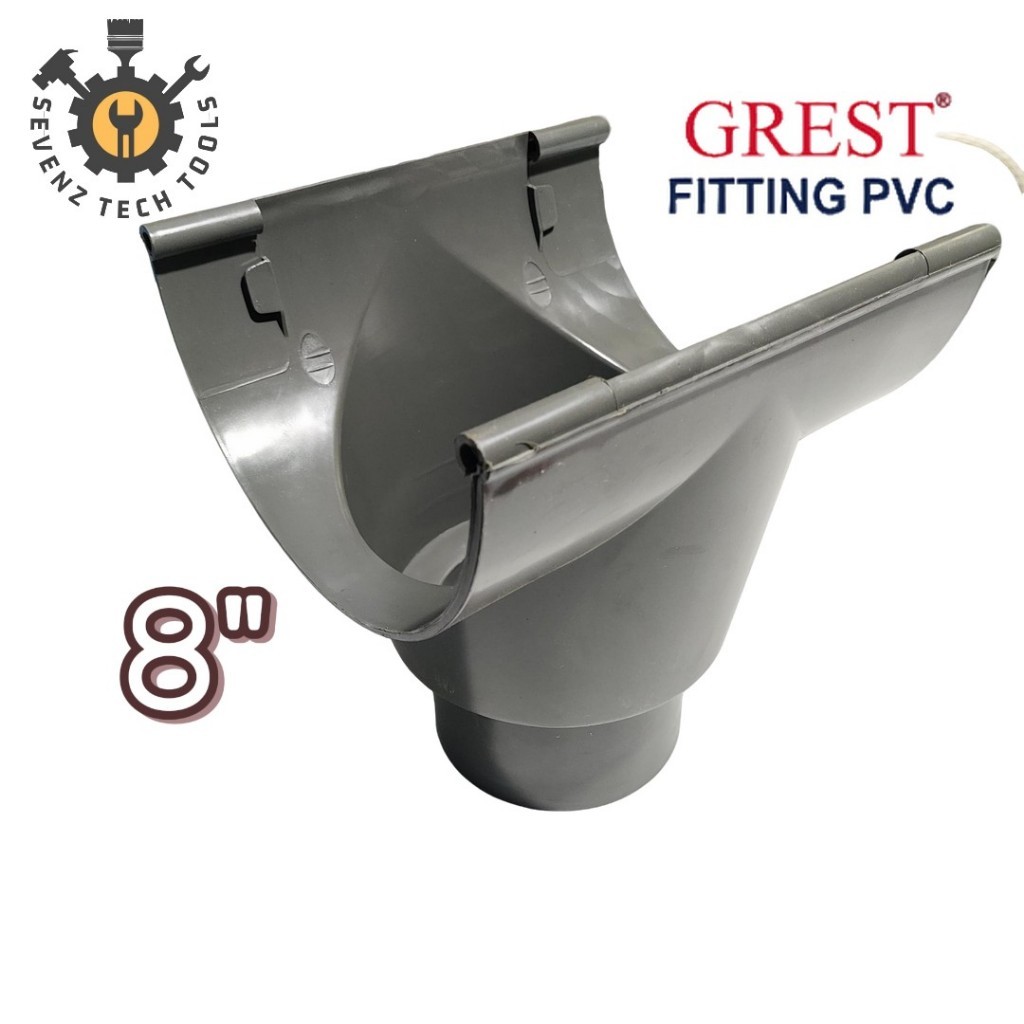 CORONG TALANG LETTER T 8" RG SETENGAH BULAT HR GREST FITTING PVC CORONG TALANG SETENGAH LINGKAR