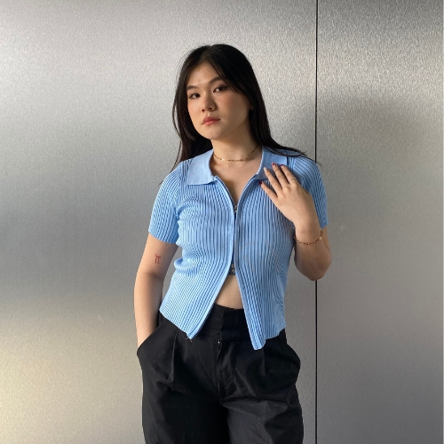 KYRIA.CLOTHING Jac Top 865 - Crop Top Knit - Crop Zipper - Crop Knit - Top Wanita