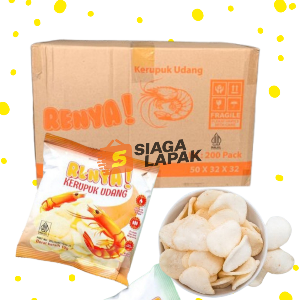 

Kerupuk Udang RENYA 1 DUS ISI 200pcs Krupuk Goreng Matang Siap Makan