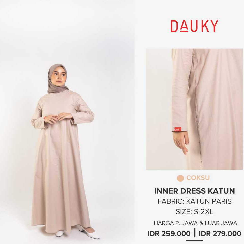 DAUKY HIJAB INNER GAMIS POLOS KATUN TERBARU INNER DRESS KATUN