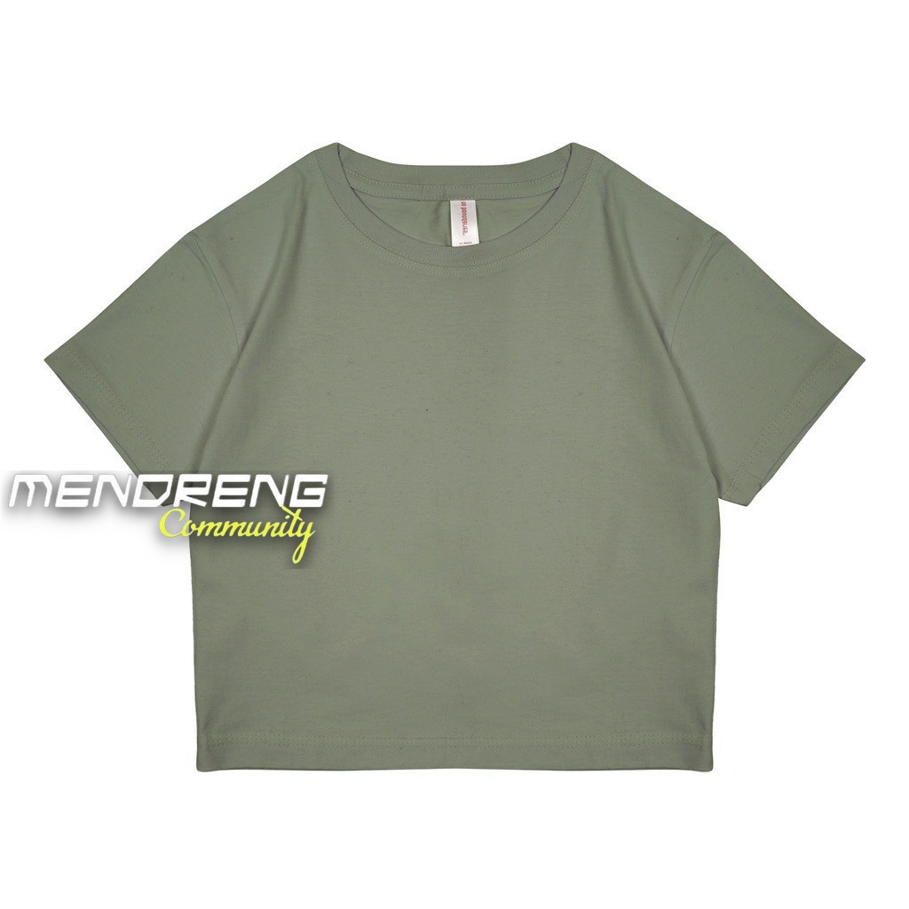 KAOS CROP TOP KOREA POLOS SAGE GREEN / KAOS WANITA CROP TEE KEKINIAN