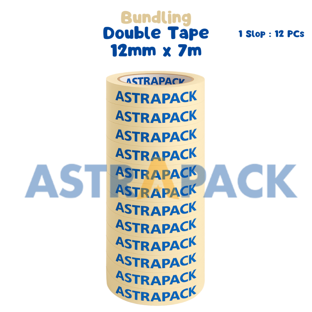 

Bundling Astrapack Double Tape Lakban 12 Mm x 7 Meter x 215 Micron | Isolasi 1 Slop isi 12 Pcs