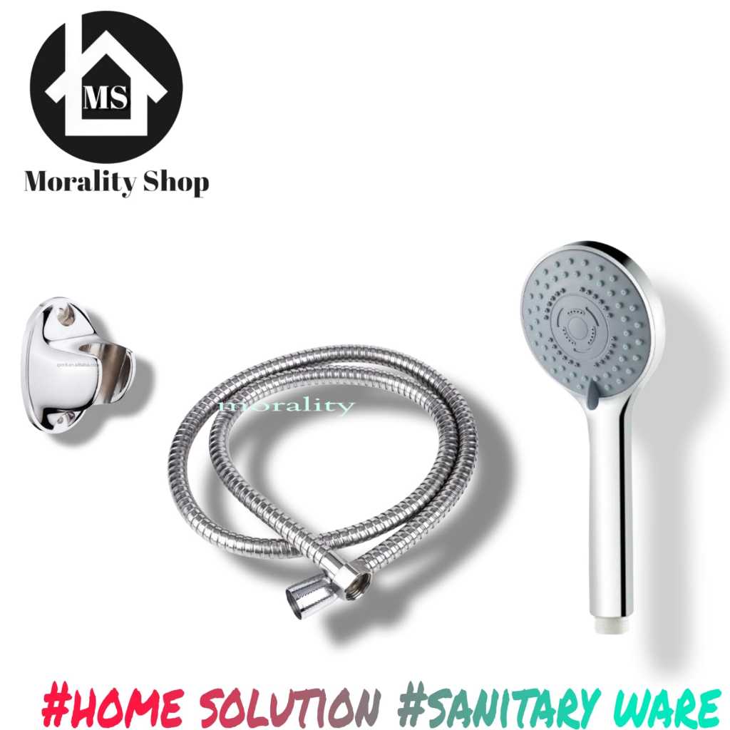 Hand shower Set  selang stainless 5in1 8110  - kepala shower mandi plastik chrome 5 mode air
