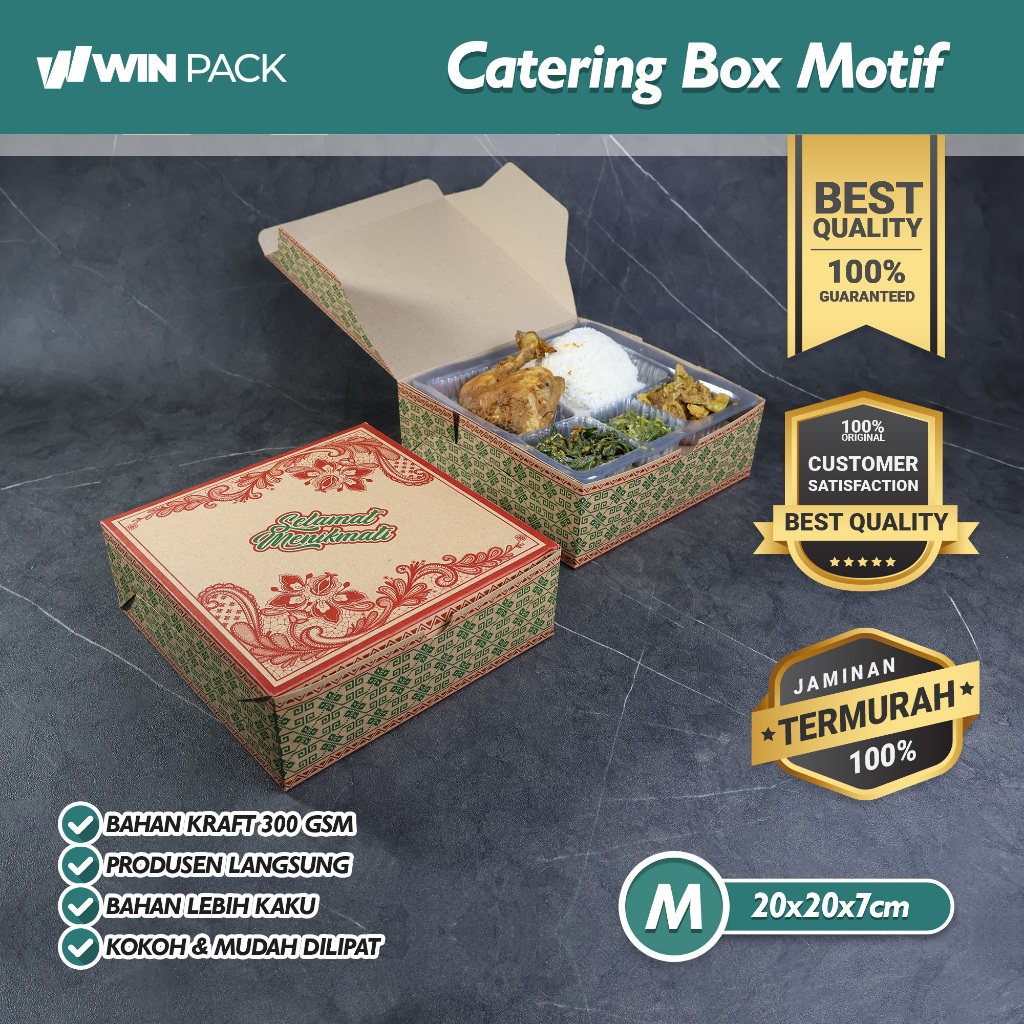 Isi 20 Pcs Kotak Dus Nasi 20x20 | Box Catering | Motif Kekinian 2 warna | Murah dan Tebal