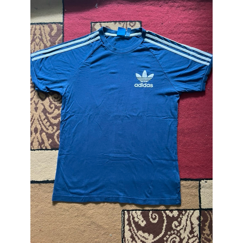 PRELOVED ADIDAS CLASSIC 3STRIPES RINGER TEE BLUE