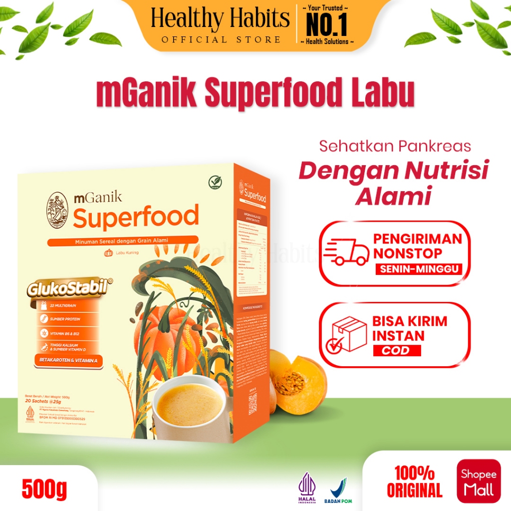 

mGanik - Multigrain Labu Kuning 500gr - Superfood Diabetes Alami Ready