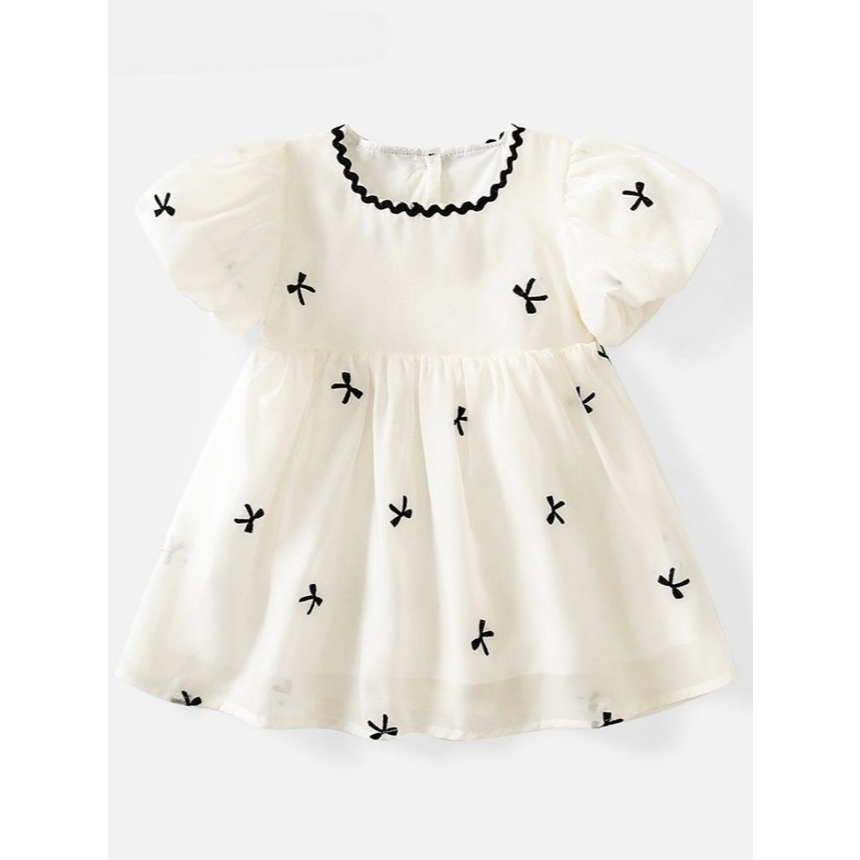 [ ANNYEONG ] - Dress Bayi Perempuan Motif Pita Lucu | Baju Bayi Perempuan Import - A068