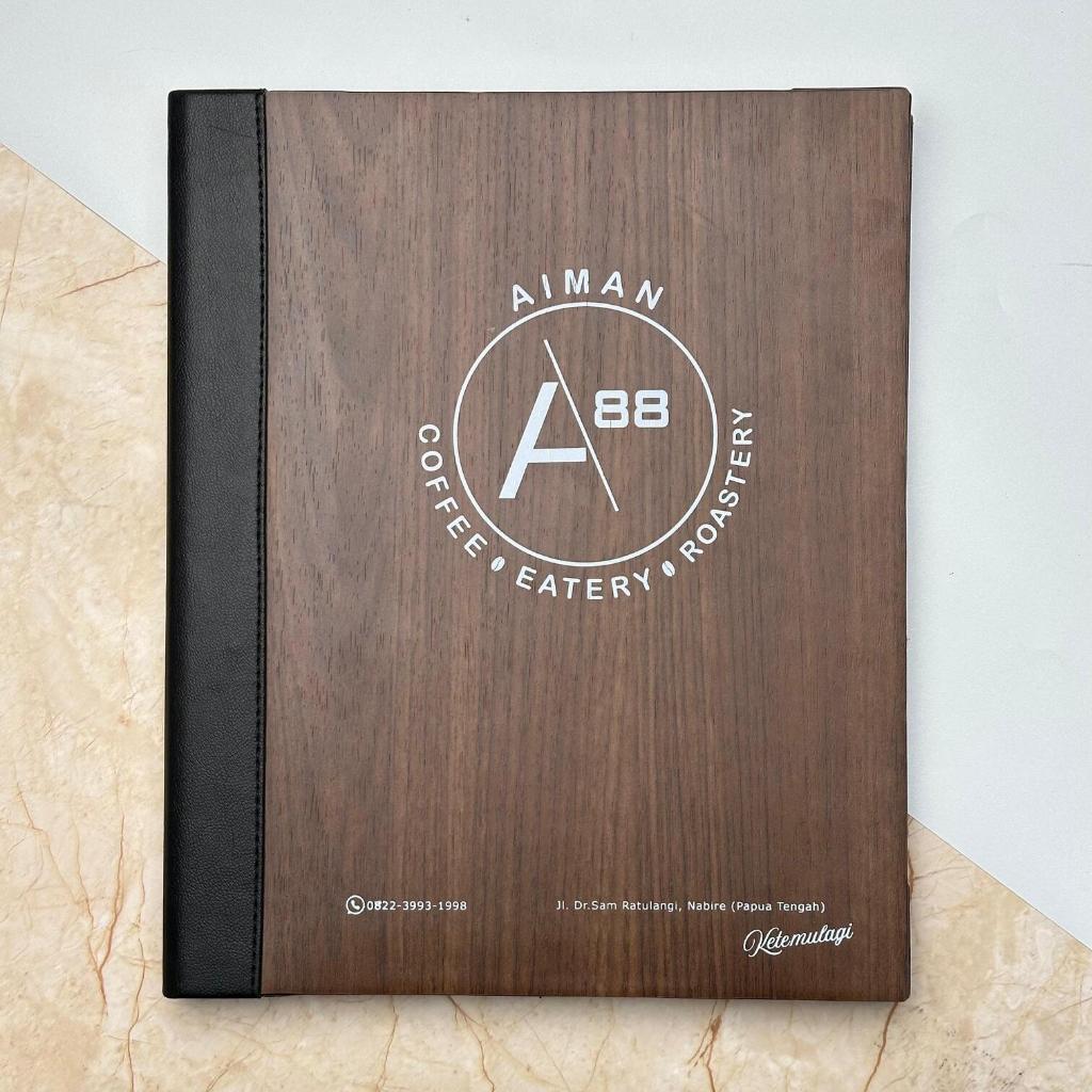 

CUSTOM BUKU MENU, MODEL, WARNA, LOGO SABLON