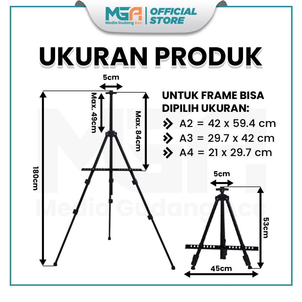 Tripod Banner 1 Sisi / Stand Frame / Banner Stand / Stand Foto Wedding / Standing Frame Lukis /