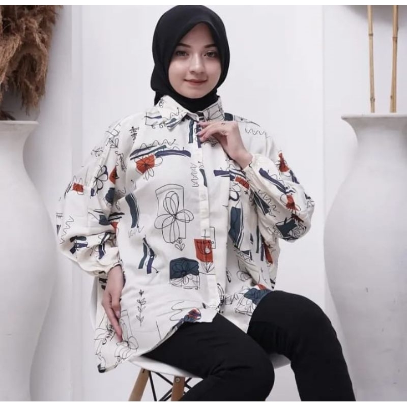 Kemeja oversize Ld 130 motif yosa