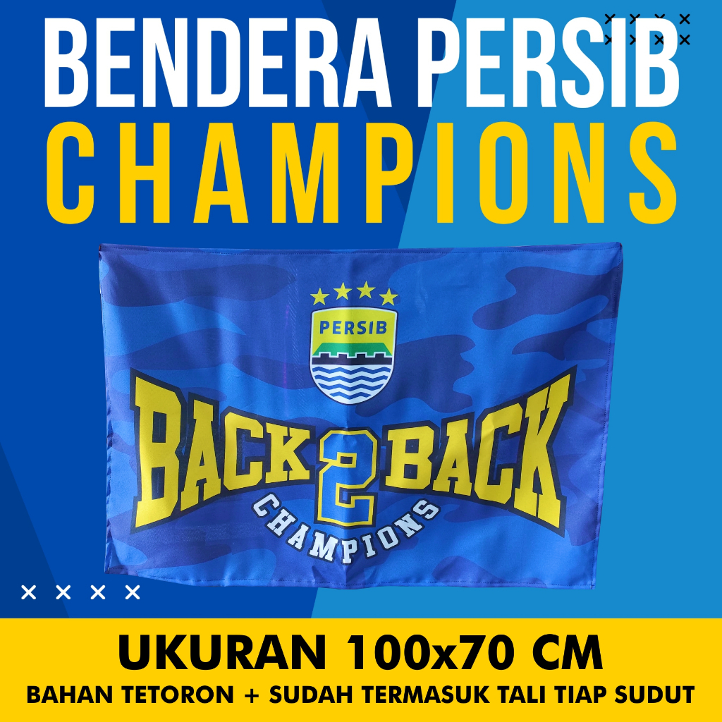 Bendera Persib Juara | Bendera Persib Champions | Bendera Persib Back 2 Back