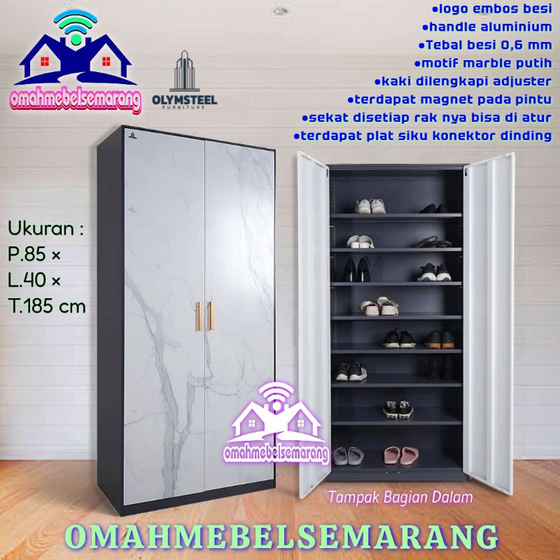 Lemari sepatu besi jumbo full rak OLYMSTEEL SR 005 minimalis modern