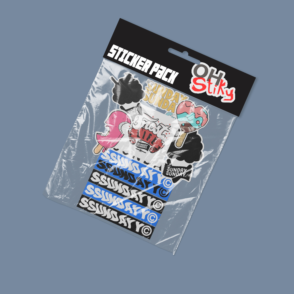 

Sticker stiker distro brand sunday co pack