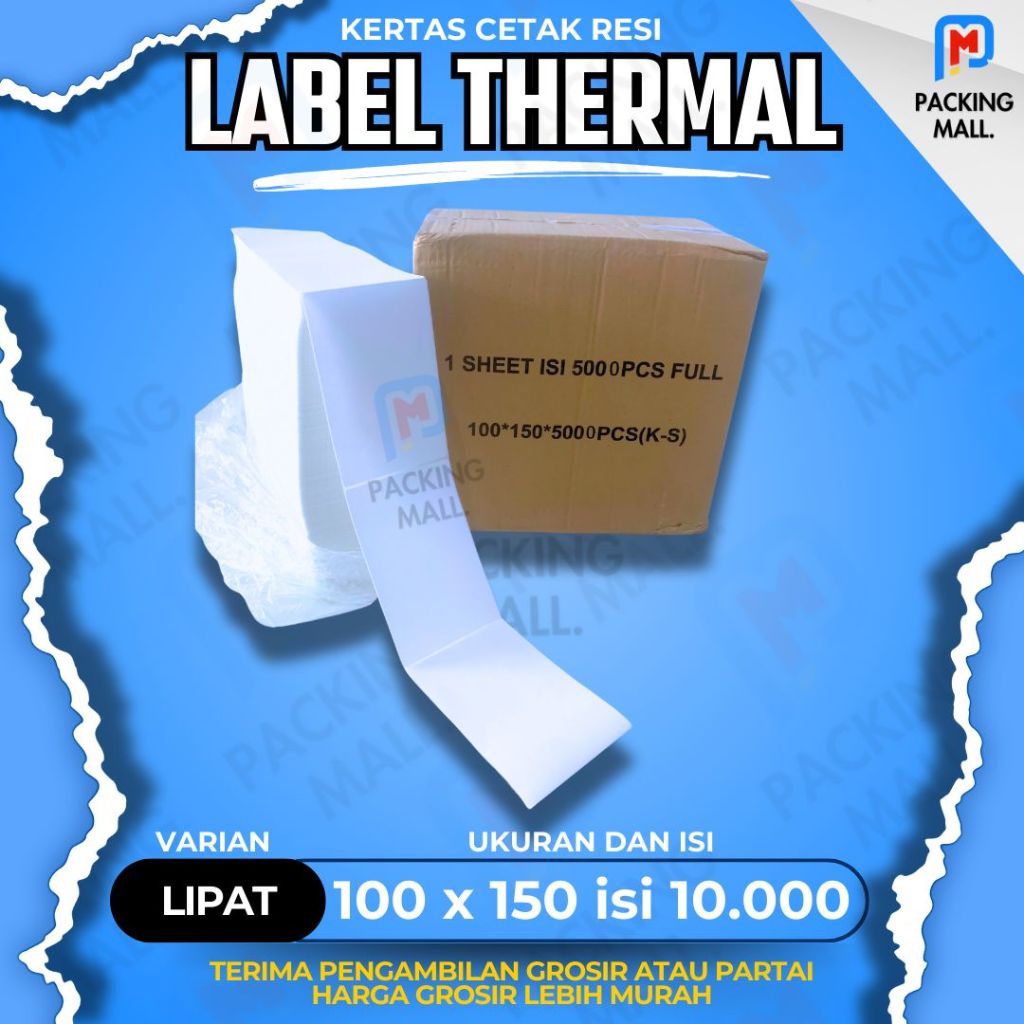 

Kertas Thermal 100x150 isi 10.000 / Kertas Resi / Printer Thermal / Label Thermal / Thermal Barcode / Label stiker Thermal