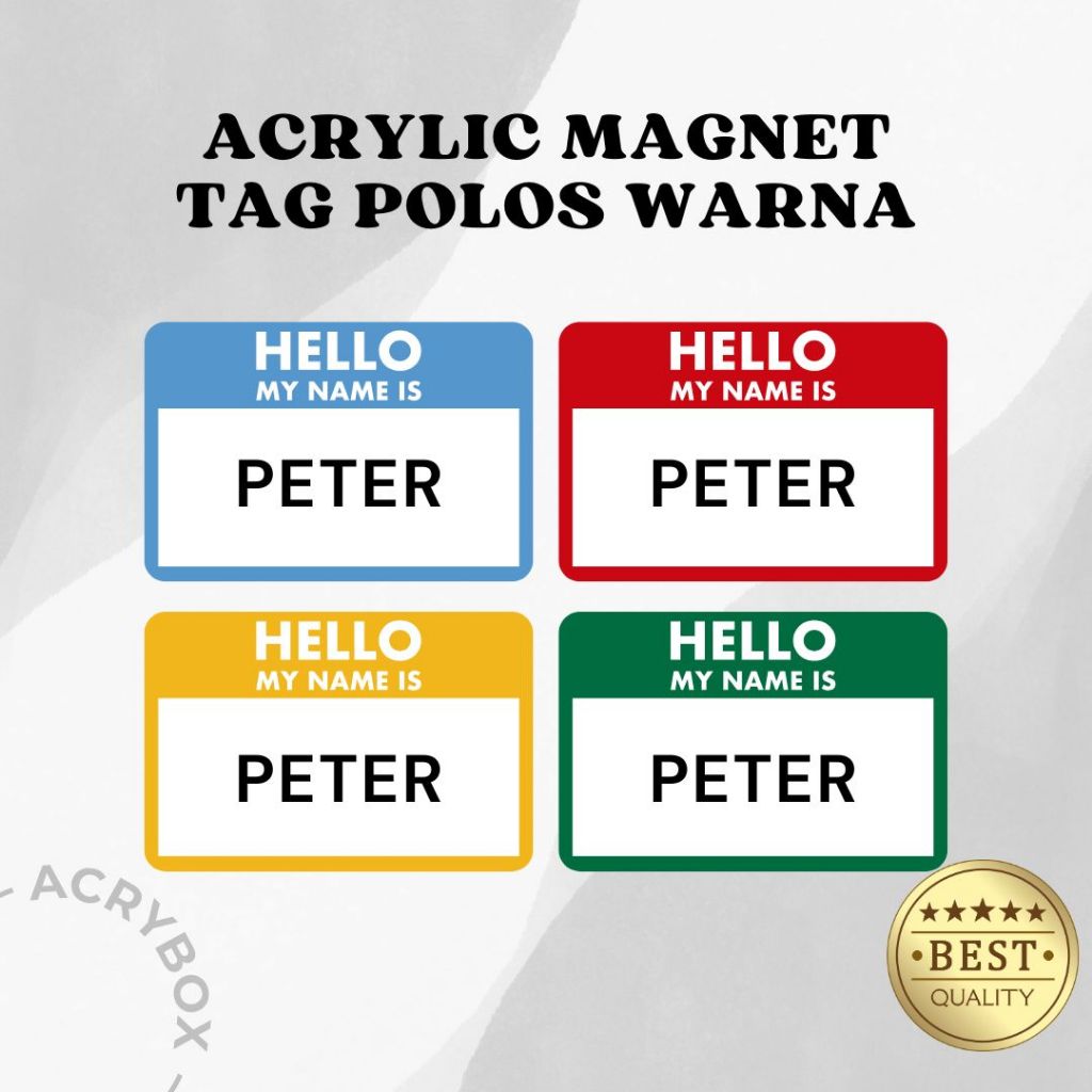 

Name Tag Magnet Akrilik Polos Warna | Name Tag Acrylic Magnet Polos Warna