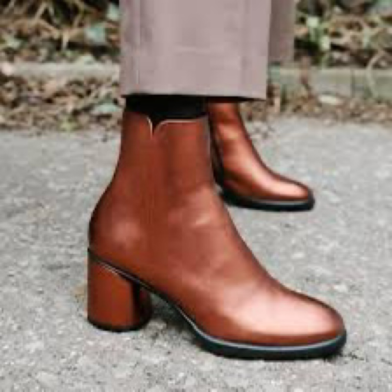 Real Leather Metallic Heels Boots (Preloved)