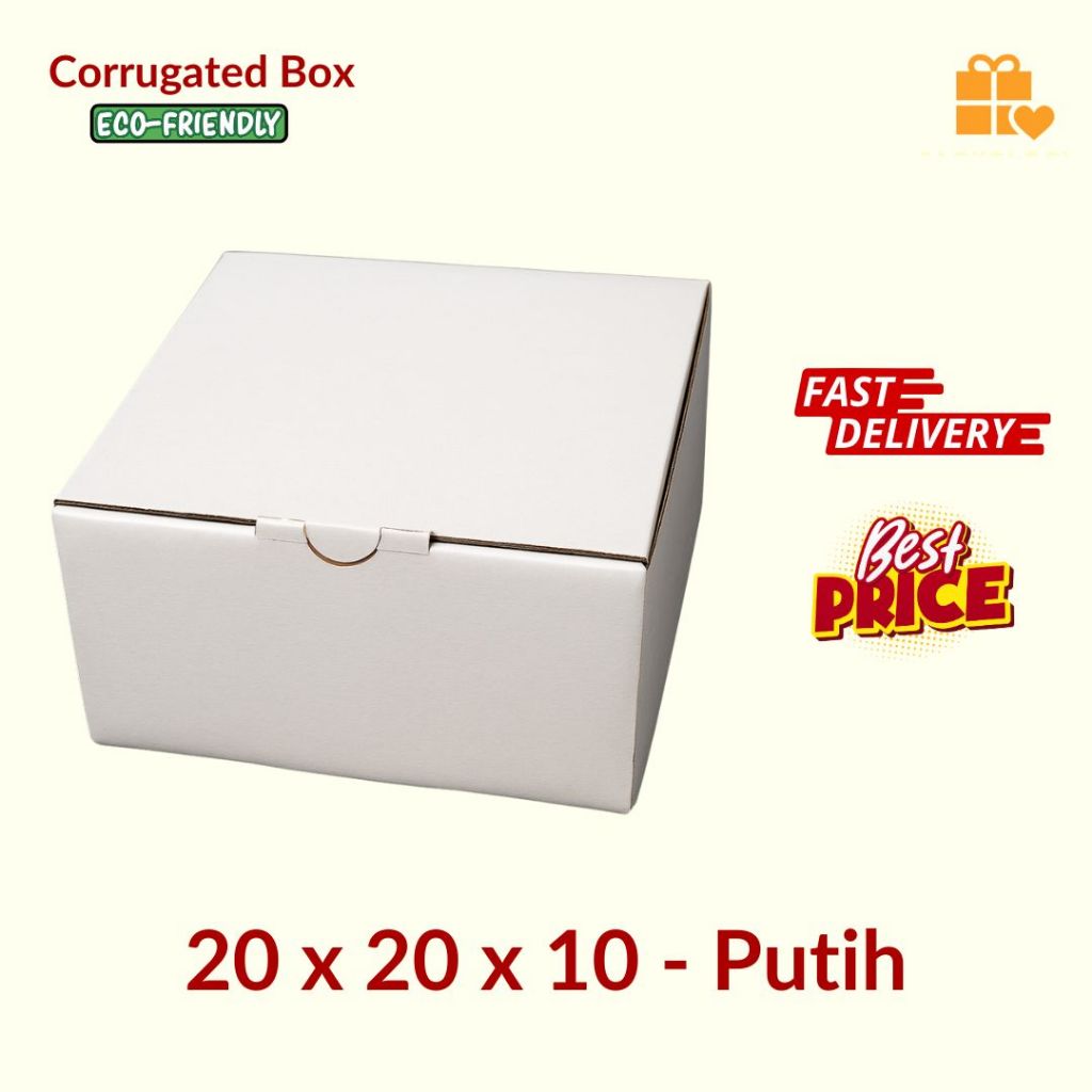 

Kardus 20x20x10 cm PUTIH Die Cut kotak Kue tart -aksesoris-dll