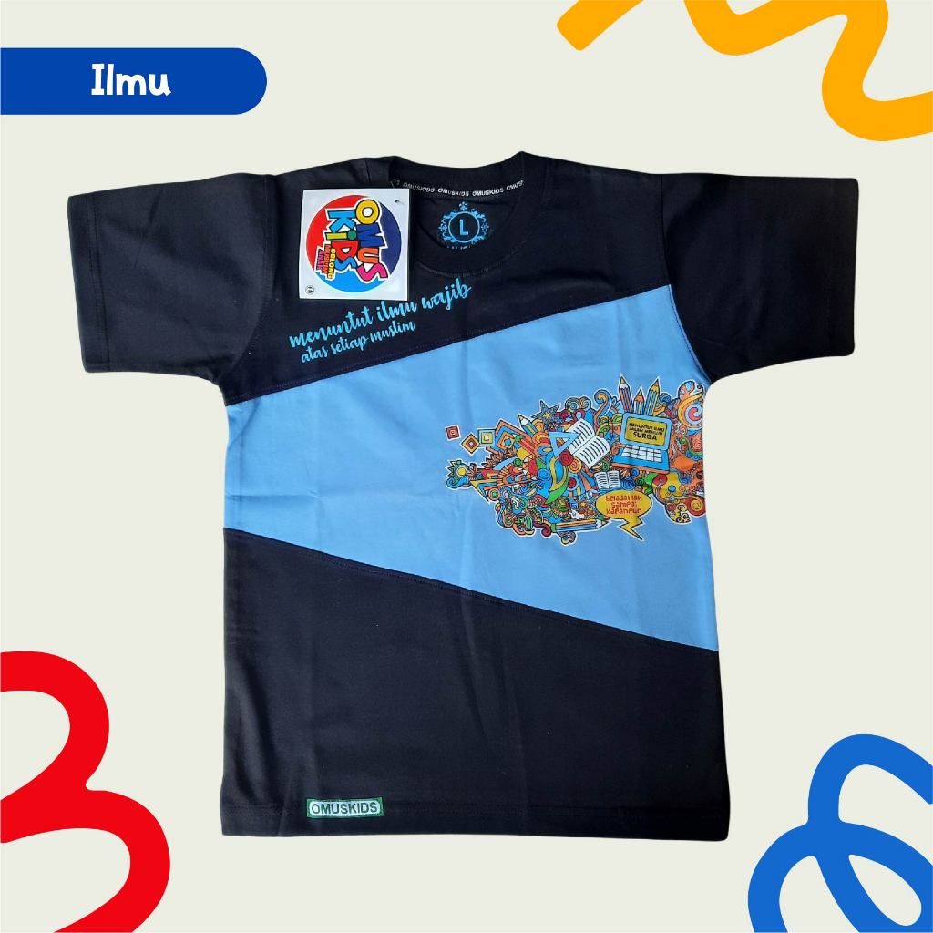OMUSKIDS Kaos Anak Menuntut Ilmu Wajib Atas Setiap Muslim - Desain Motivasi Islami - Kaos Anak Usia 