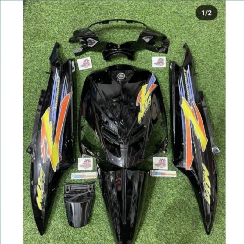 cover body halus Yamaha Mio sporty custom full hitam plus striping