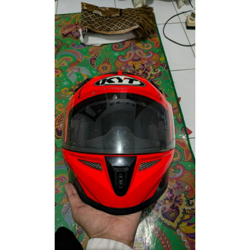 Helm Fullface KYT K2 Rider Red Super Fluo Edition Bekas