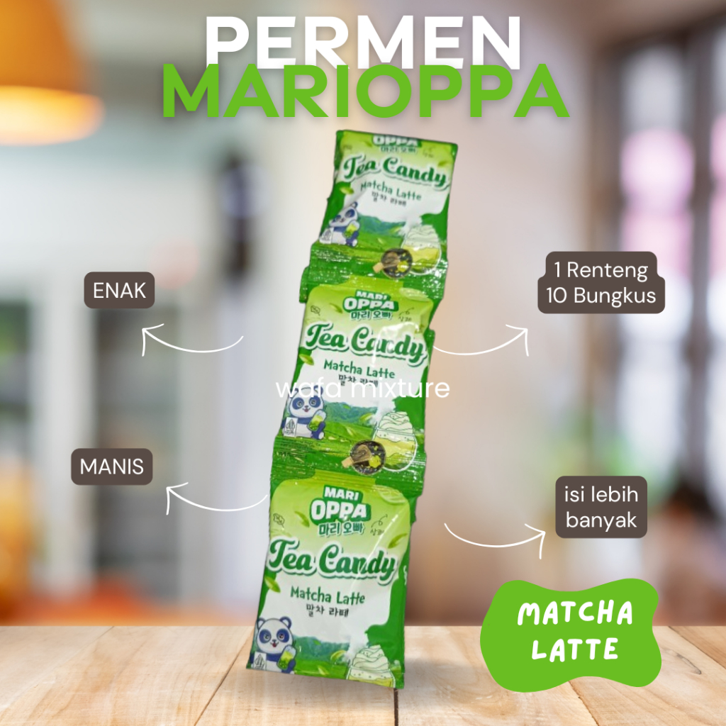 

PERMEN MARIOPPA RASA MATCHA LATTE 1 renteng 10sachet / PERMEN SUSU / MILKY CANDY