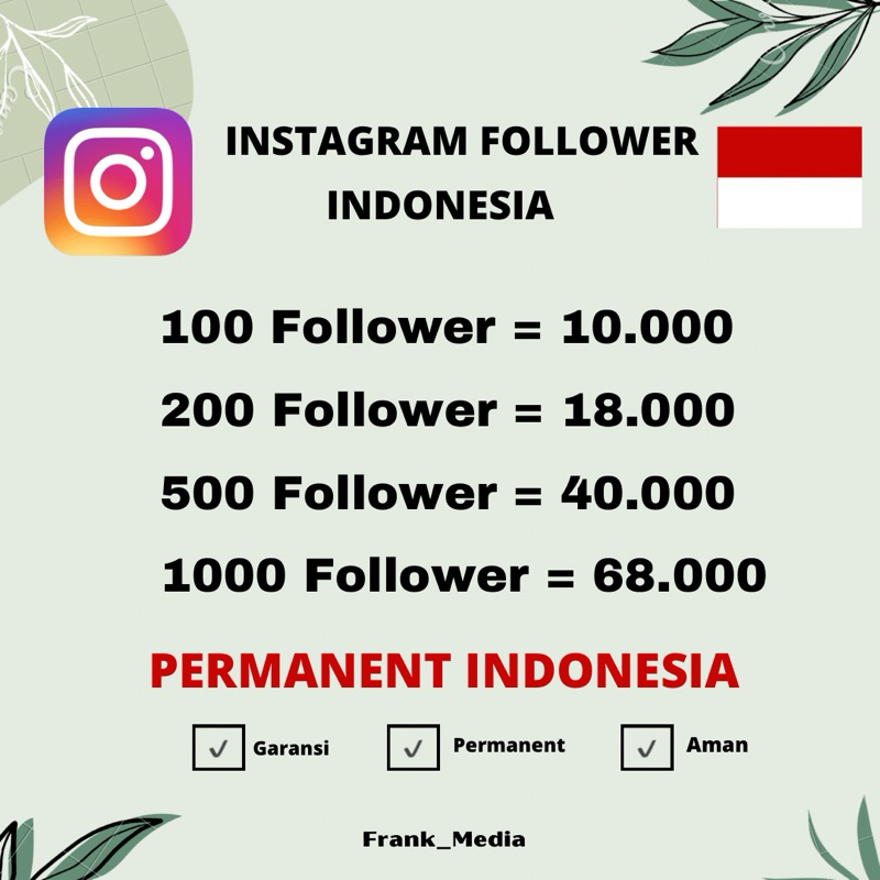 Follower Instagram indonesia Follower IG Indo permanent