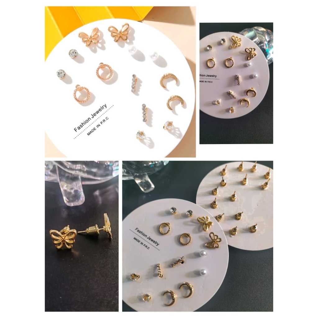 Alice - Anting Set 7in1 Perhiasan Wanita Tusuk Emas