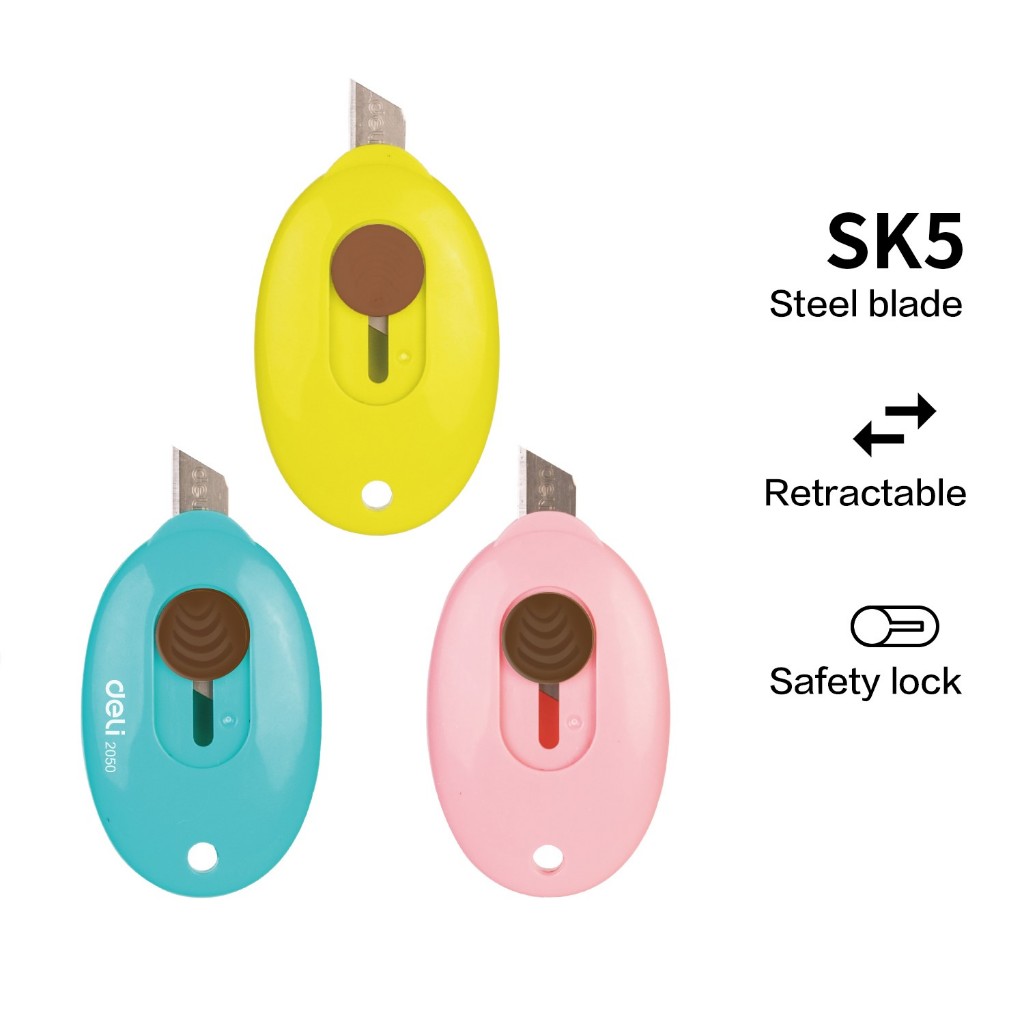 

PISAU CUTTER KECIL MINI TRAVEL SIZE DELI 2050 POCKET CUTTER SAKU