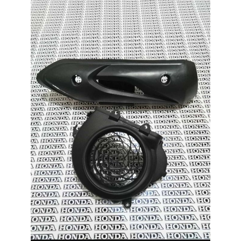 promo paket cover knalpot motor beat karbu plus kipas radiator beat karbu full hitam