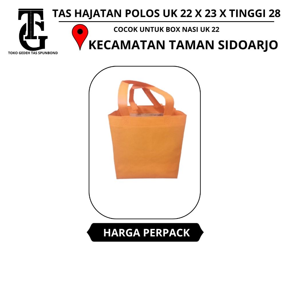 

(1 PACK = 60 PCS) GOODIE BAG TAS HAJATAN 22X23 CM TINGGI 28 CM / TAS SPUNBOND / TAS SEMINAR / TAS NASI BOX/ TAS RAMAH LINGKUNGAN / TAS PARCEL