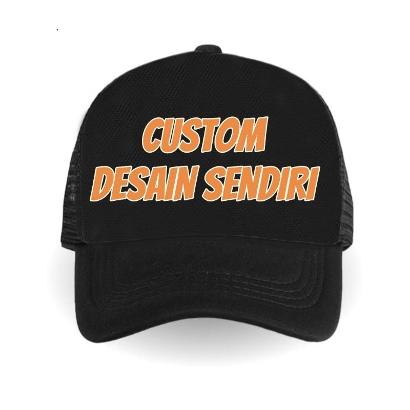 Topi trucker jaring sablon request desain sendiri bebas
