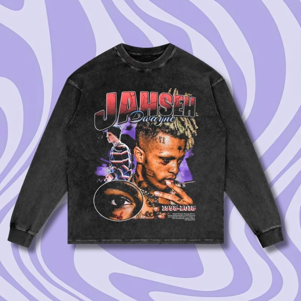 Purple Haze "XXXTentacion" Long Sleeve Oversized T-Shirt | Stone Wash | Kaos Oversize | Vintage | At