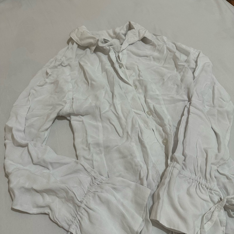 preloved midi dress pressbody lengan panjang putih // dress pantai wanita // dress mini midi sopan