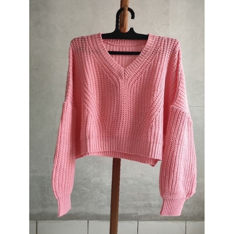 Preloved Sweater Rajut | Oversize Crop | Rajut Crop | Crop Top | Sweater Crop | Knit Crop