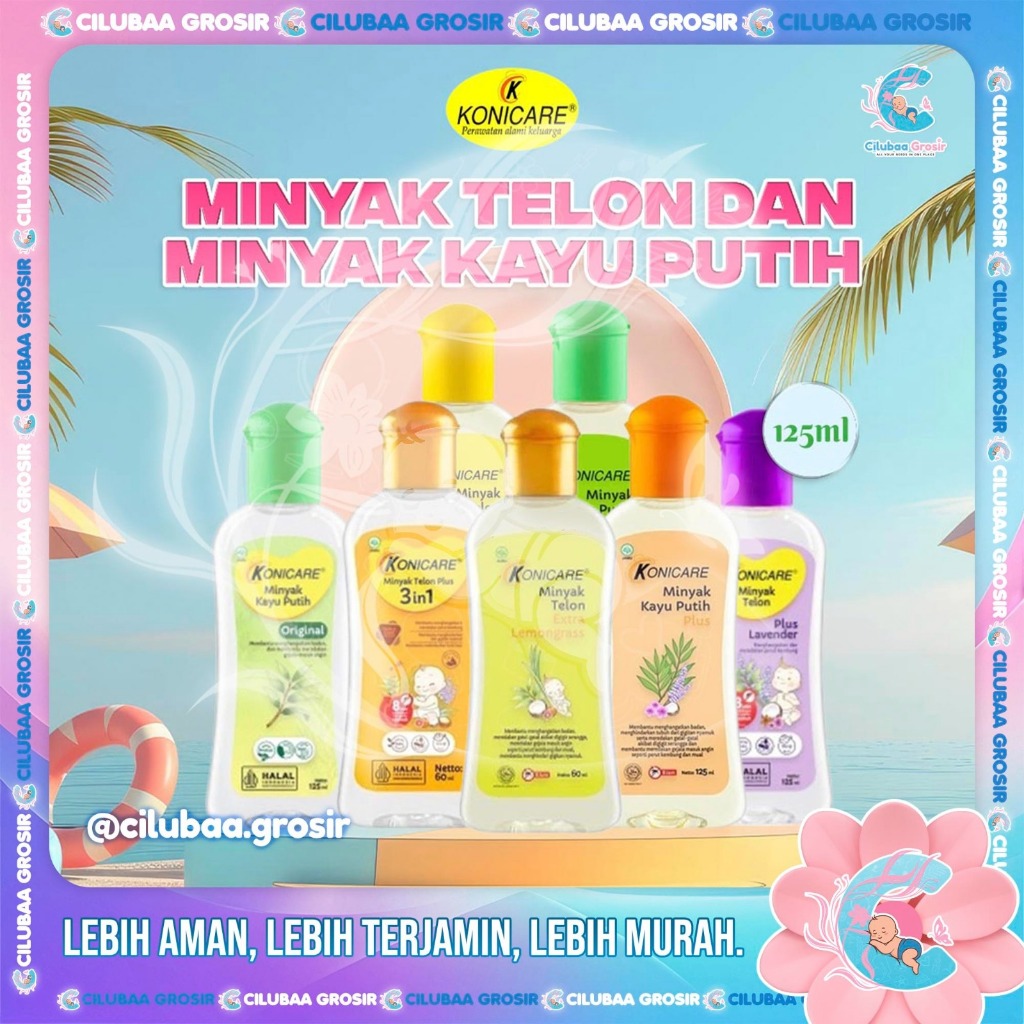 KONICARE Minyak Telon & Minyak Kayu Putih 125mL || Minyak Telon || Minyak Telon Plus Lavender || Min